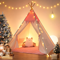 Tente de jeu intérieure pour enfants, en tissu de coton, simple couche, ouverture rapide, quatre saisons, cadre en bois, respirante