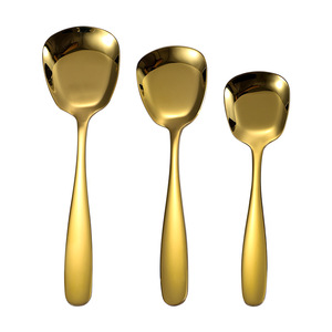 304 Stainless Steel Spoon Square Head Flat Bottom Household Dining Spoon Chinese Style Soup <b>Dessert</b> Watermelon Spoon - Product Image 3
