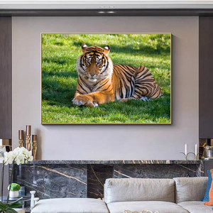 Quadro da Parete con Stampa a Getto d'Inchiostro su Pellicola Testurizzata, Stile Cinese Moderno, Tema Tigre Zodiacale, Feng Shui per Attirare la Ricchezza, per Soggiorno - Product Image 2