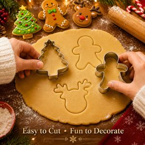 6Pcs 10Pcs Winter Christmas <b>Cookie</b> Cutter Set, Stainless Steel with Gingerbread Men Christmas Tree Snowflake - Product Image 4