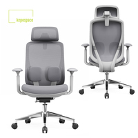 Chaise de bureau ergonomique avec support lombaire, entièrement en maille, réglage de hauteur à vérin, accoudoirs ajustables