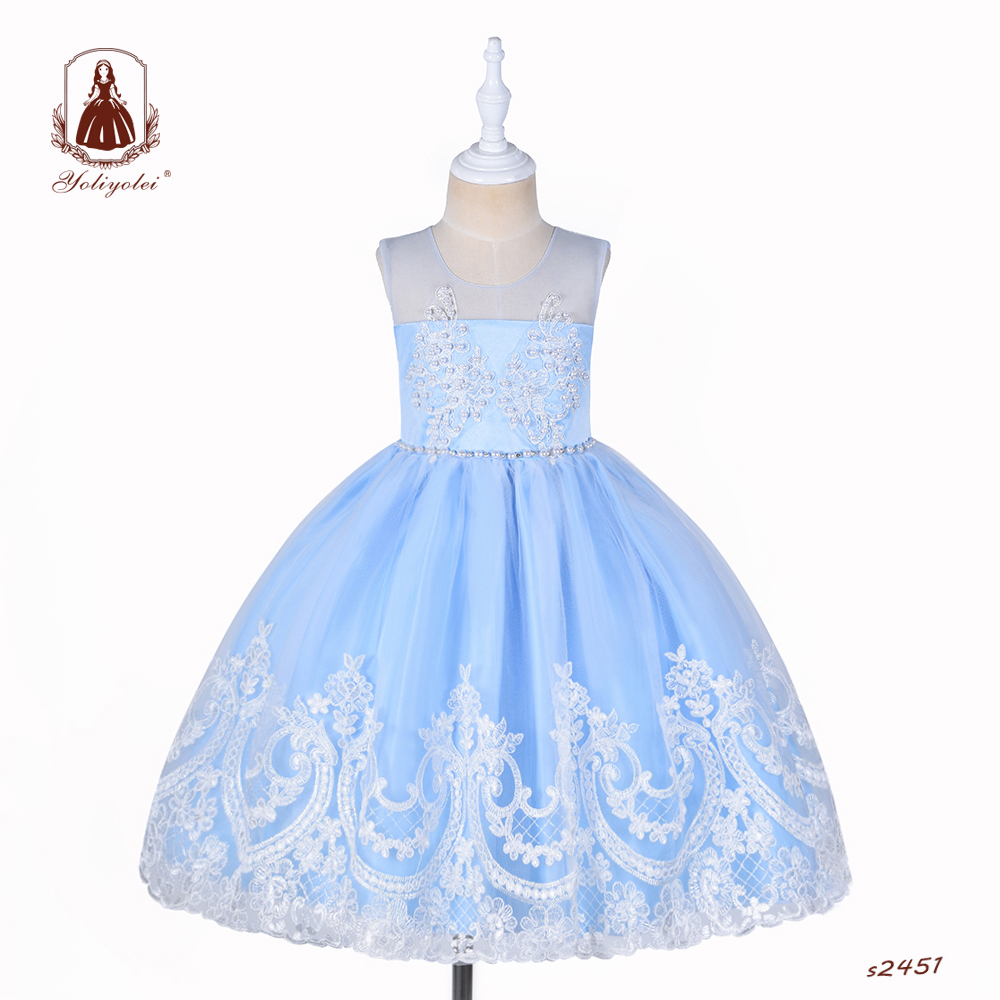American 5 6 7 8 9 Year Old Girl Classic Retro Elegant Lace Child Summer  Dress Children Girl Prom Dress