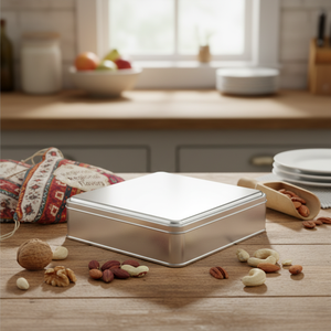 Caja de lata cuadrada Caja de Sabores Regionales de 2 LT Nueces 198x198x50mm Tapa deslizante de 2 LT - Product Image 3