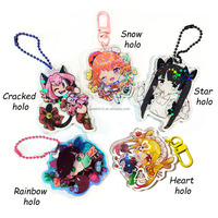 Porte-clés en acrylique holographique double face personnalisé, motif étoile, effet scintillant, collection Anime, en promotion