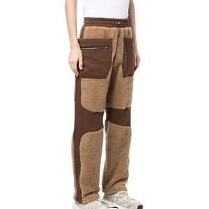 Брюки-карго мужские с несколькими карманами, шерпа, джоггеры, брюки контрастных цветов, зимние плотные флисовые штаны