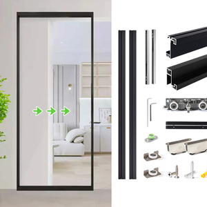 Kit d'armoire invisible Utilisation intérieure Cadre d'armoire noir Prix Toboggan de <span class=keywords><strong>douche</strong></span> en aluminium Système coulissant mince <span class=keywords><strong>pour</strong></span> <span class=keywords><strong>porte</strong></span> en verre - Product Image 1