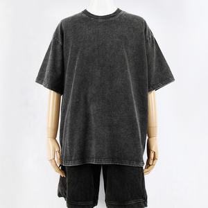 T-shirt de lavage à l'acide en coton de qualité supérieure T-shirt de lavage minéral rétro surdimensionné T-shirt Vintage lourd et décontracté - Product Image 2