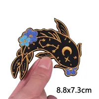 Patchs brodés 3D faits main écologiques personnalisés pour vêtements, motif Chat porte-bonheur japonais, vagues, Mont Fuji, fleurs de cerisier, thermocollants