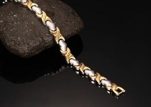 Pulsera de Energía de Acero Inoxidable con Corazón Sólido Plateado y Dorado con Logotipo ECAMAZ, con Chapado en Oro de 24K Personalizado, Unisex, para el Cuidado de la Salud y Adelgazamiento - Product Image 4