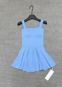 Abito Estivo da Yoga per Donna con Spalline Sottili, Vita Alta e Gonna Plissettata, Traspirante per Fitness e Allenamento, Blu/Rosa/Marrone/Blu Scuro/Grigio - Product Image 5