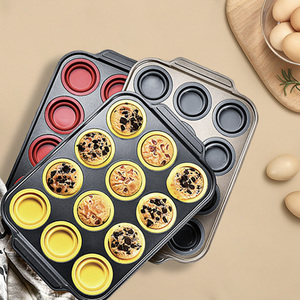 Ustensiles de pâtisserie personnalisés, moules à muffins 12 tasses, moule à gâteau en silicone antiadhésif - Product Image 1