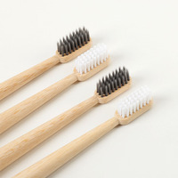 Brosse à dents en bambou biodégradable avec poils en charbon de bois, manche naturel écologique, brosse à dents pour adultes à poils souples