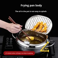 Freidora Japonesa de Tempura de Acero Inoxidable 304, Compatible con Gas e Inducción, con Control de Temperatura, Multifuncional, Ahorradora de Aceite, Mini