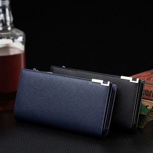 Portefeuille long avec dragonne, portefeuille professionnel à deux volets en cuir PU de haute qualité avec grande poche zippée – Conception pour hommes et femmes - Product Image 4