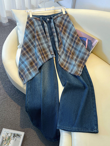 Jeans décontractés pour femmes Ganyuan 2026 automne-hiver, taille haute, jambe large, longueur complète, en velours respirant polyester/coton, vente en gros - Product Image 3