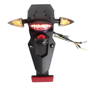 Universal Motorcycle Rear Fender Mudguard LED Brake Tail Light With Reflector Integrated Stop Turn Signals Lamp