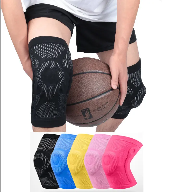 basketball football workout protection thin spring support silicone pad anti-collision patella compression knee sheath bracer