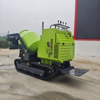Bétonnière autochargeante sur chenilles de 300 L, mini bétonnière mobile portable diesel pour chantier de construction