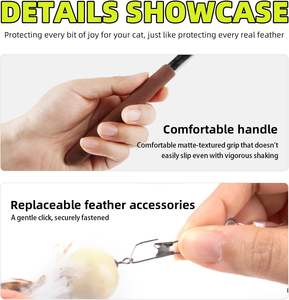 AFP per interni telescopici per gatti bacchetta di 360 gradi di rotazione naturale piuma interattiva per animali domestici giocattolo espandibile bastone di piume di gatto - Product Image 6