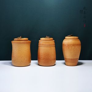 Yuzhu Shangpin <b>Bamboo</b> Tea Caddy Jar Set Handcrafted Turned Wooden Storage <b>Container</b> For Tea Preservation Chongqing Origin - Product Image 4