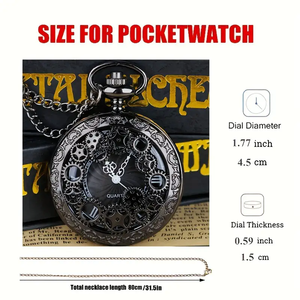 Gear Steampunk <span class=keywords><strong>Montre</strong></span> de poche à quartz Vintage Hollow Out Analog Necklace Chain Watch - Product Image 3