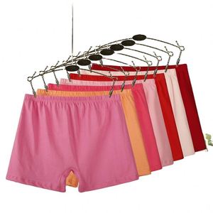 Braguitas bóxer de cintura alta para mujer, antiexposición, de algodón puro fino, de cuatro esquinas, ropa interior básica para el hogar, de patrón liso, tejidas y teñidas. - Product Image 1