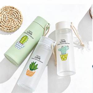 Bouteille d'eau en verre portable avec motif de plantes succulentes, logo personnalisé, promotionnelle, populaire, pour cadeaux d'affaires - Product Image 4