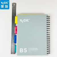 Cahier à spirales B5 avec couverture en PP, double spirale, ruban bleu et impression UV