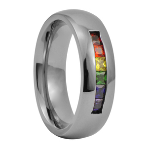 Anillo Unisex de Acero Inoxidable con Engaste de Canal, Estilo Religioso, Símbolo del Orgullo Gay, Lésbico, Bisexual y LGBT, que Simboliza la Igualdad Sexual - Product Image 2