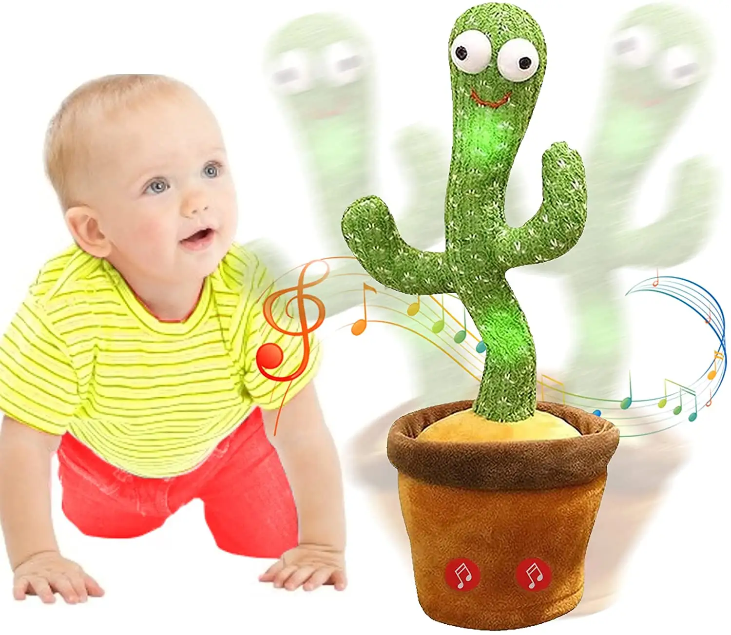 Dancing Cactus Toy, Electronic Dancing Cactus Toy with Lighting,Singing Cactus Recording and Repeat Your Words