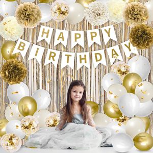 Stendardo di <span class=keywords><strong>buon</strong></span> <span class=keywords><strong>compleanno</strong></span> nappe oro bianco palloncini di <span class=keywords><strong>compleanno</strong></span> Set decorazioni per il 16 ° 21 ° 30 ° <span class=keywords><strong>compleanno</strong></span> 40 ° <span class=keywords><strong>compleanno</strong></span> forniture per feste - Product Image 5