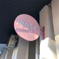 Enseigne circulaire extérieure en aluminium, double face, étanche, éclairée par LED, personnalisable, pour publicité, logo d'entreprise, enseigne de magasin