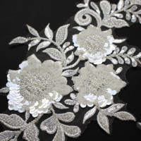 Magnifiques appliques en dentelle brodées de paillettes de la marque YUGU, 100% polyester, 33cm*16.5CM, double contrôle de qualité pour modèle de robe