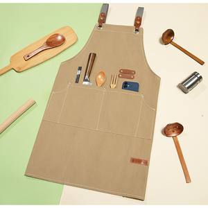 Delantal grueso de lona para cocina, herramienta de trabajo, <span class=keywords><strong>Chef</strong></span>, con bolsillos, para <span class=keywords><strong>restaurante</strong></span>, cafetería, tienda, jardinería - Product Image 5