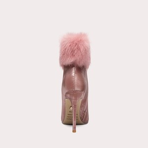 Zapatos de invierno con cúspide para mujer, botines de tacón alto superior de piel sintética y piel de conejo, botines <span class=keywords><strong>rosas</strong></span> sexis de alta calidad - Product Image 4