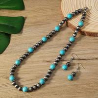 Bijoux en perles de Navajo en gros pour elle, accessoires de mode occidentaux, collier en perles de Navajo turquoise, ensemble de bijoux avec boucles d'oreilles