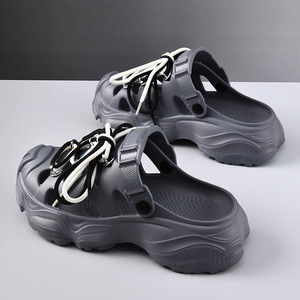 Platform Crocs Summer <b>Closed</b>-<b>Toe</b> <b>Sandals</b> EVA Anti-Slip Thick Sole 3.5cm Heel Height Couple Style Outdoor Wear - Product Image 4