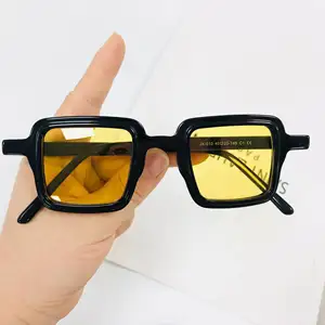 Designer haut de gamme noir nuances rétro lunettes Uv400 mode carré jaune lentille lunettes de soleil acétate polarisé hommes 2023 Ace