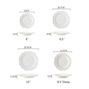 <span class=keywords><strong>Assiette</strong></span> de présentation en céramique gaufrée Plats creux Steak Pâtes Dessert Salade de fruits Sushi Plateau de service <span class=keywords><strong>Assiette</strong></span> latérale Vaisselle de restaurant - Product Image 2