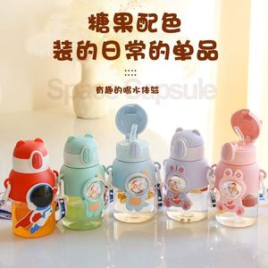 Cartoon Childrens Plastic Water Bottle <b>Large</b> Capacity Portable Straw <b>Cup</b> With Handle For Boys And Girls Outdoor Use - Product Image 4