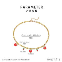 Kalen creativo fruta fresca serie tridimensional rojo fresa colgante collar de acero inoxidable joyería fina al por mayor