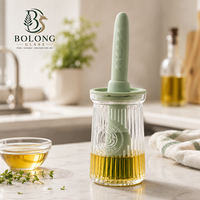 Bouteille d'huile en verre personnalisée avec logo, 200 ml (7 oz), avec pinceau de cuisson en silicone, distributeur d'huile d'olive pour cuisine, 3 couleurs, Bolong