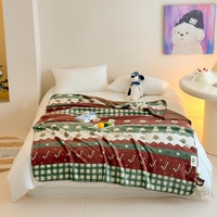 Couverture de Noël en gros, couverture double face en velours de lait et sherpa, motif sapin de Noël, douce et chaude, décoration intérieure pour lit