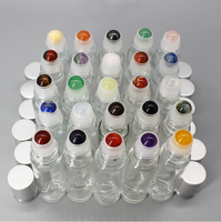 Bouteille de parfum en verre de 10ml avec rouleau de jade bouteille d'huile de parfum ronde vide rouleau de pierre précieuse bouteille de parfum personnalisée