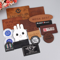 Vente en gros d'étiquettes en simili cuir pour vêtements, chaussures, chapeaux, LOGO en relief, accessoires de marque pour la taille, matériau PU pour jeans