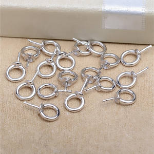 Support de pendentif rond simple en argent S925, taille 8-10, accessoire de boucle pour la fabrication de bijoux - 5616 - Product Image 3