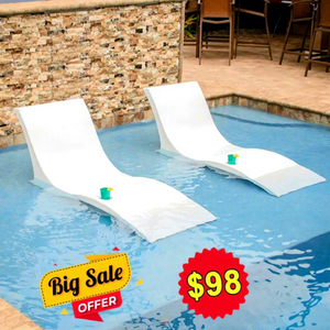 Lettino da Piscina da Bagnasciuga Chaise Longue Prendisole in Acqua Lettini in Plastica Arredamento Moderno da Esterno Lettino da Giardino per Piscina - Product Image 2