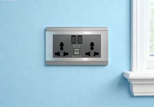 Prise <span class=keywords><strong>universelle</strong></span> double MGA avec interrupteur, indicateur et USB 304 Grade Acier inoxydable Argent Cuivre Ignifuge PC SPCC - Product Image 5