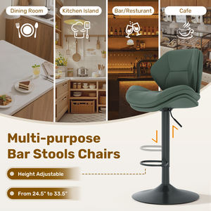 Modernos Taburetes de Bar Ajustables y Resistentes para Exteriores, Ergonómicos, de Cuero PU, con Estructura de Acero Inoxidable y Cojín de Doble Capa - Product Image 5