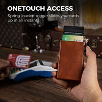 Dompet Kartu Kulit Pendek Vintage Pria Anti RFID, Magnetik, Minimalis, Tipis, Anti Maling, untuk Kartu Kredit, ID, dan Bank
